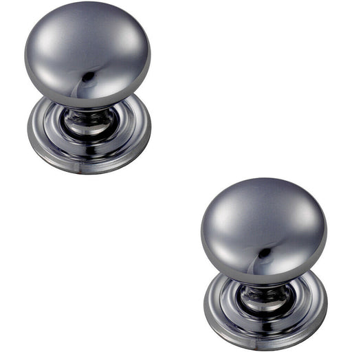 2x Round Victorian Cupboard Door Knob 32mm Dia Polished Chrome Cabinet Handle Loops