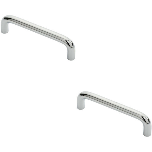 2x Round D Bar Cabinet Pull Handle 106 x 10mm 96mm Fixing Centres Chrome Loops