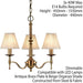 Avery Ceiling Pendant Chandelier Light 3 Lamp Antique Brass & Beige Pleat Shade Loops