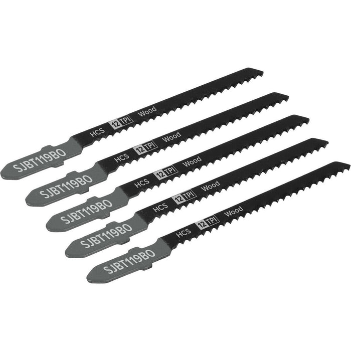 5 PACK - 75mm WOOD Jigsaw Blade Set - 12 TPI - FLEXIBLE Side Set Precision Cut Loops