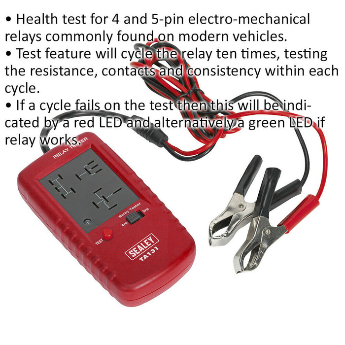 Electro-Mechanical Relay Tester - 4 & 5 Pin Relay Health Test - 1.4m Flying Lead Loops