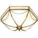 Luxury Flush Ceiling Light Antique Brass & Frosted Glass Traditional Hexagon Loops