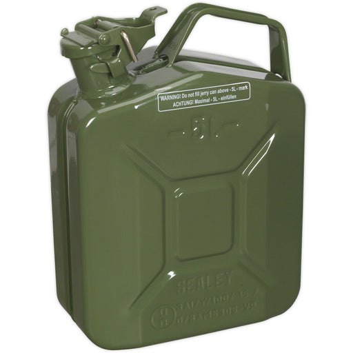 5 Litre Jerry Can - Leak-Proof Bayonet Closure - Fuel Resistant Lining - Green Loops