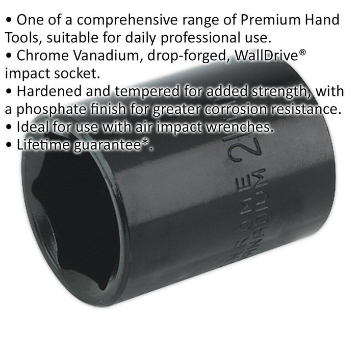 21mm Forged Impact Socket - 1/2 Inch Sq Drive - Chrome-Vanadium Wrench Socket Loops