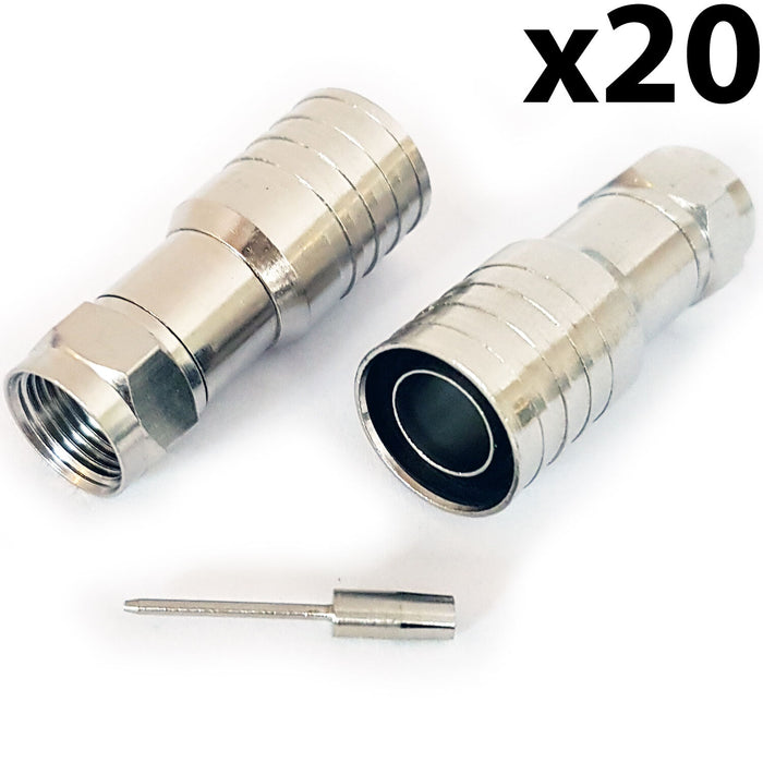 20x PRO Outdoor CT165 WF165 F Type Hex Crimp Connector Plug Thick Coax Cable Loops