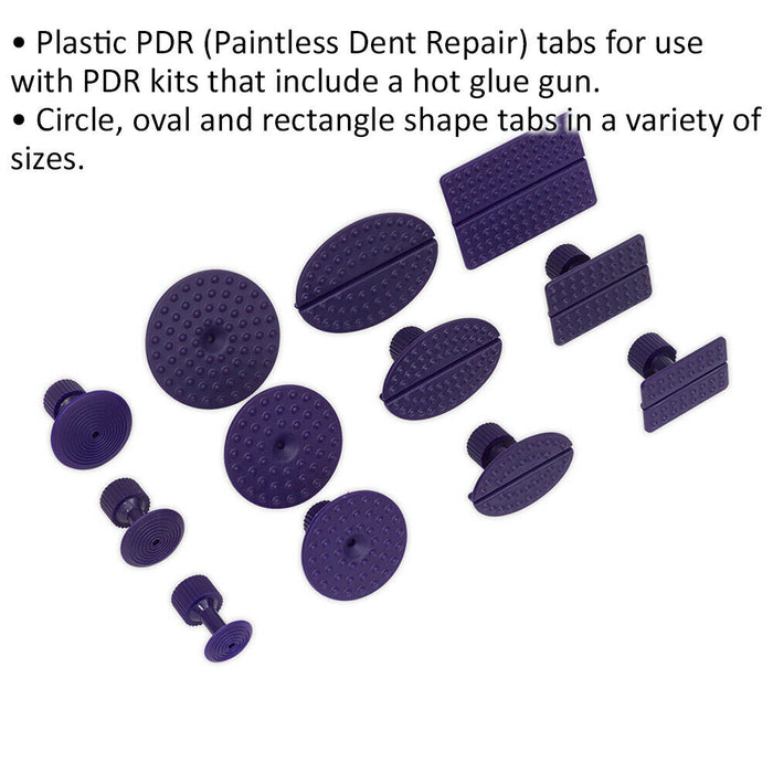 12 PACK Paintless Dent Repair Tabs - For Use With PDR Glue Gun Kits -Body Panel Loops