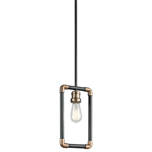 1 Bulb Ceiling Pendant Light Fitting Black and Natural Brass LED E27 60W Bulb Loops