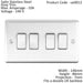 4 Gang Quad Light Switch SATIN STEEL 2 Way 10A Grey Trim & Metal Rocker Loops