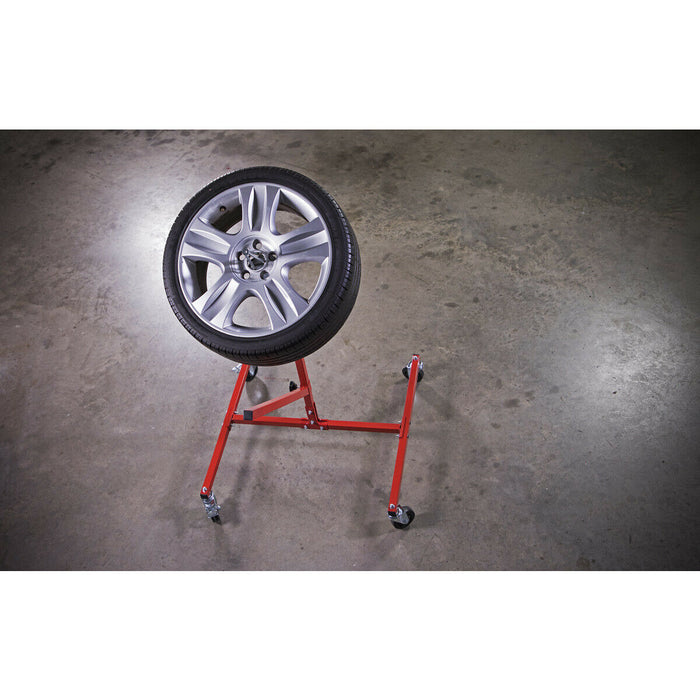 Alloy Wheel Painting & Repair Stand - Single Wheel - Fully Adjustable - Wheeled Loops