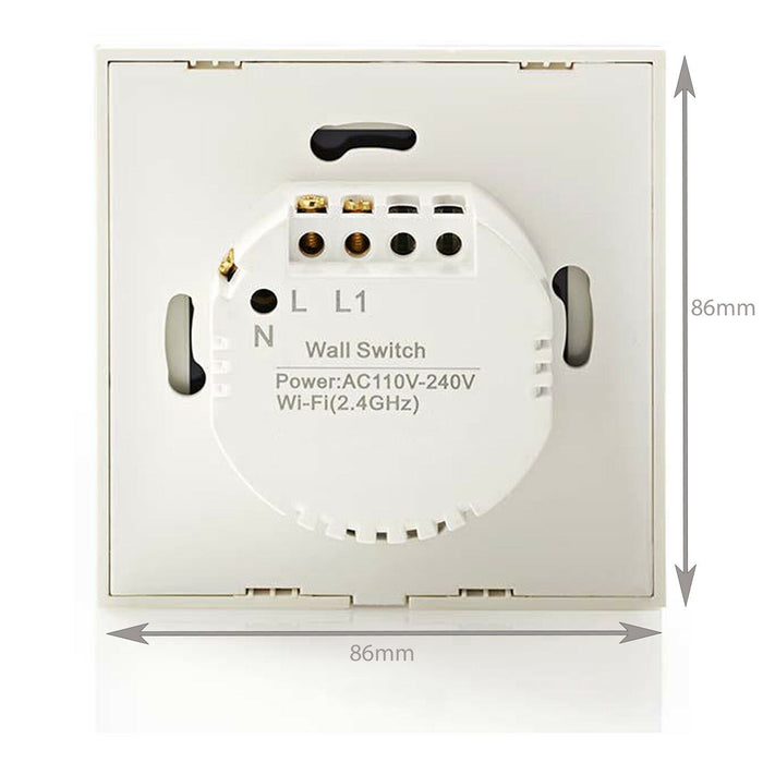 WiFi Light Switch & Bulb 1x 10W B22 Cool White Lamp & Single Wireless Wall Plate Loops
