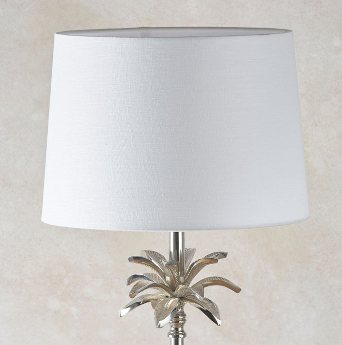 Table Lamp Polished Nickel Plate & Vintage White Linen 60W E27 GLS e10390 Loops