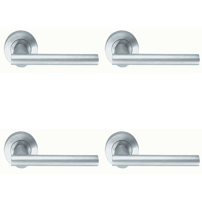 4x PAIR Round Recessed Bar Handle on Round Rose Concealed Fix Satin Chrome Loops