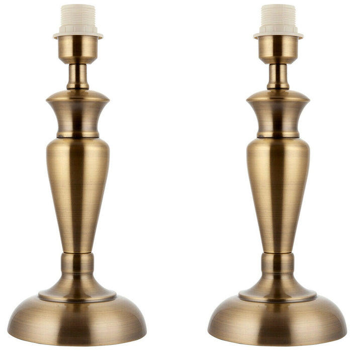 2 PACK | Brass Table Lamp Light 355mm Tall Aged Metal Base Only Desk Sideboard Loops