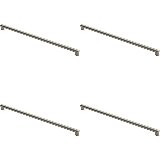 4x Keyhole Bar Pull Handle 632 x 22mm 608mm Fixing Centres Satin Nickel & Steel Loops