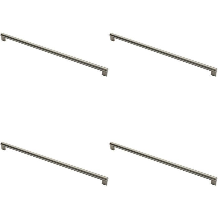 4x Keyhole Bar Pull Handle 632 x 22mm 608mm Fixing Centres Satin Nickel & Steel Loops