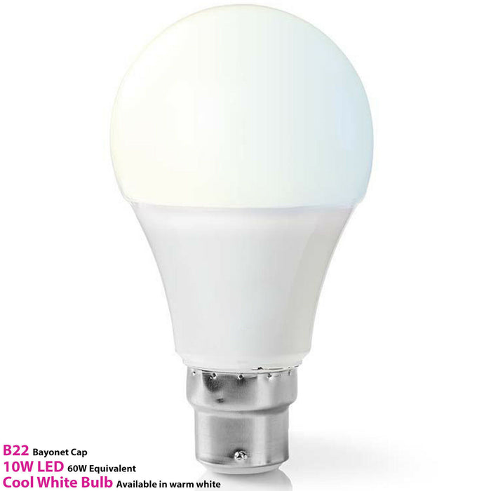 WiFi Light Switch & Bulb 2x 10W B22 Cool White Lamp & Double Wireless Wall Plate Loops