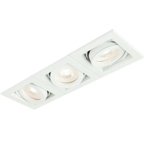 Triple Square Adjustable Head Ceiling Spotlight White GU10 50W Box Downlight Loops