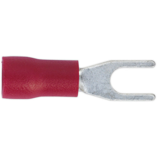 100 PACK Easy-Entry Fork Terminal - 3.7mm Diameter - 22 to 18 AWG Cable - Red Loops