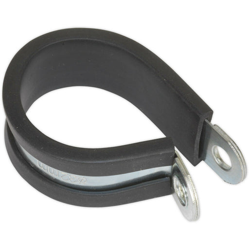 25 PACK Rubber Lined P-Clip - Zinc Plated - 35mm Diameter - Pipe Hose Cable Clip Loops