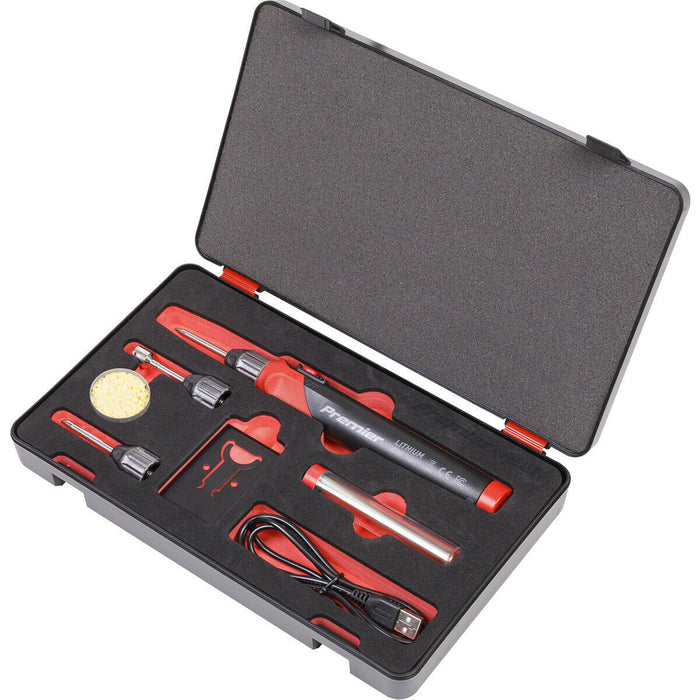 Rechargeable Cordless Soldering Iron Kit - 30W Lithium-Ion Battery & Case 600°C Loops