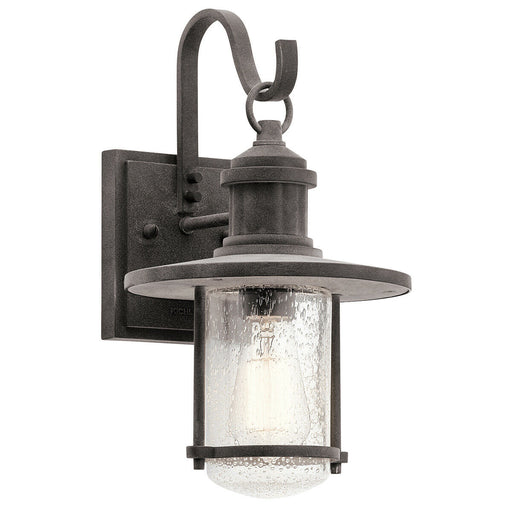 Outdoor IP44 1 Bulb Wall Light Lantern Weathered Zinc LED E27 100W d01774 Loops