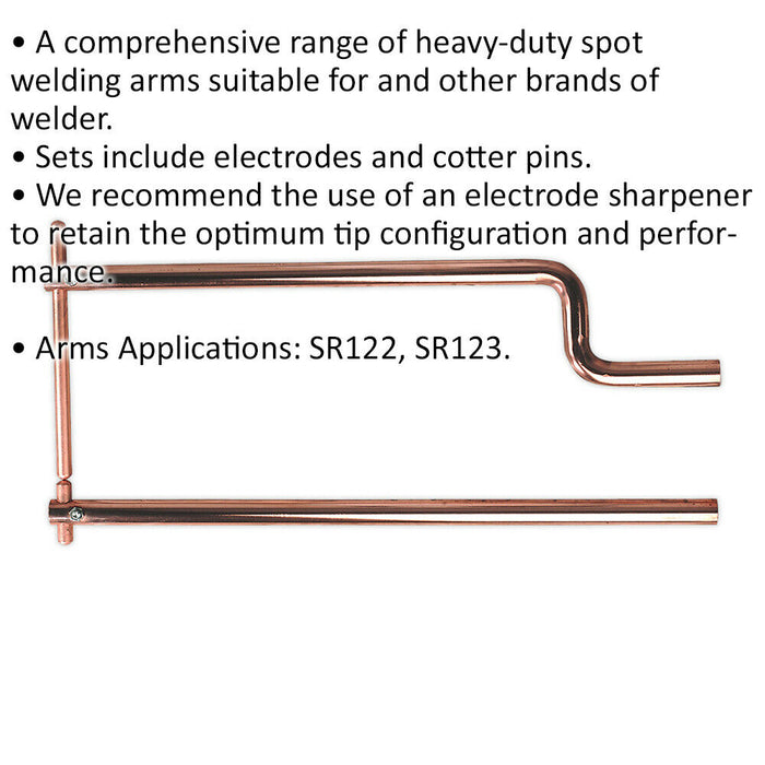 500mm Heavy Duty Spot Welding Arms - Large Opening - Electrodes and Cotter Pins Loops