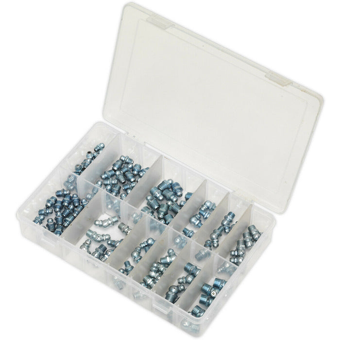 115 Piece Grease Nipple Assortment - Straight 45° & 90° - Metric Sizing Loops