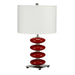 Table Lamp Red Glaze Orbs Polished Nickel White Faux Linen Shade LED E27 60W Loops