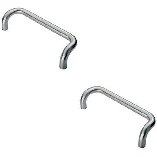 2x Cranked Pull Handle 325 x 25mm 300mm Fixing Centres Satin Stainless Steel Loops