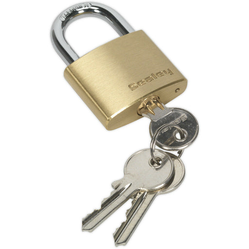 40mm Solid Brass Padlock 6.5mm Hardened Steel Shackle - 3 Key Security Unit Lock Loops