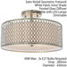 Low Ceiling Geometric Light Satin Nickel Glass & Fabric Round Modern Lamp Shade Loops