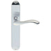 Door Handle & Latch Pack Satin Chrome Modern Curved Lever on Slim Backplate Loops