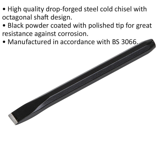 Drop Forged Steel Cold Chisel - 13mm x 150mm - Octagonal Shaft - Metal Chisel Loops