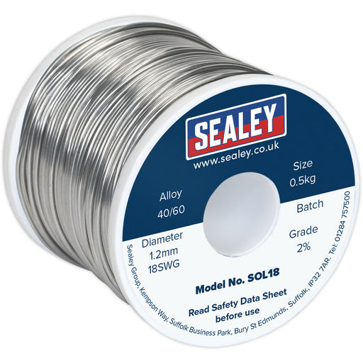 0.5kg Quick Flow Solder Wire Cable Reel Drum - 1.2mm 18SWG - 40/60 Tin/Lead Loops