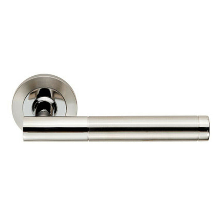 PAIR Round Bar Handle on Round Rose Concealed Fix Polished & Satin Steel Loops
