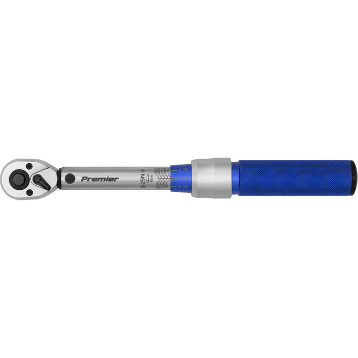 Micrometer Style Torque Wrench - 3/8" Sq Drive - Calibrated - 5 to 25 Nm Range Loops