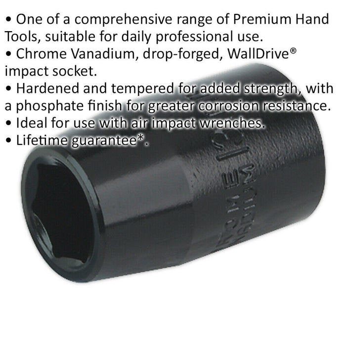 13mm Forged Impact Socket - 1/2 Inch Sq Drive - Chrome-Vanadium Wrench Socket Loops