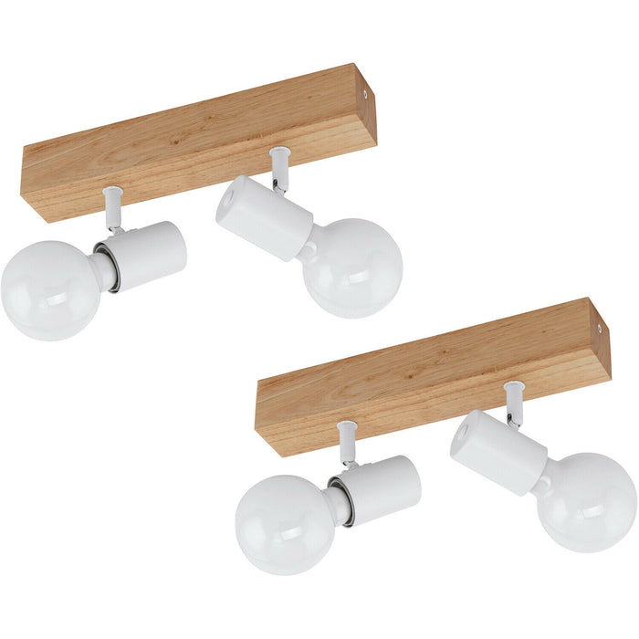 2 PACK 2 Spot Wall Flush Ceiling Light Colour Brown White Shade E27 2x60W Loops