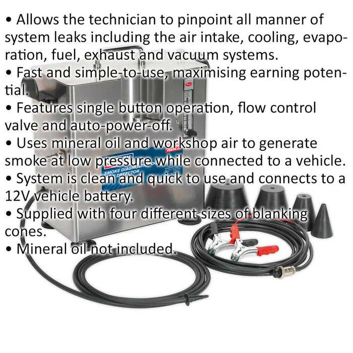 Smoke Diagnostic Tool - Engine Leak Detector - 2600mm Hose - Vehicle Diagnostic Loops