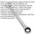 15mm Ratchet Combination Spanner - Chrome Vanadium Steel - 72 Tooth Ratchet Ring Loops