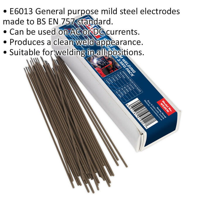 2.5kg PACK - Mild Steel Welding Electrodes - 1.6 x 300mm - 25 to 50A Currents Loops