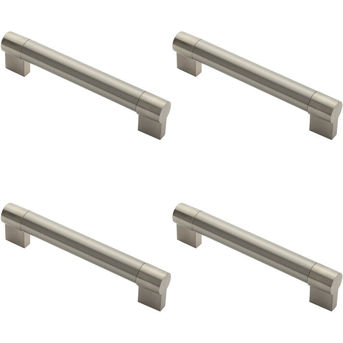 4x Keyhole Bar Pull Handle 185 x 22mm 160mm Fixing Centres Satin Nickel & Steel Loops
