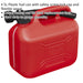 5 Litre Plastic Fuel Can -  Safety Screw Lock Cap - Flexible Spout - Red Loops