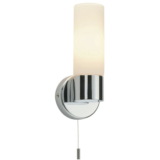 IP44 Bathroom Wall Light Chrome & Frosted Glass Shade Modern Round Lamp Fitting Loops