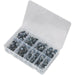 100 Piece Mini Hose Clip Assortment - Zinc Plated Clips - Partitioned Box Loops