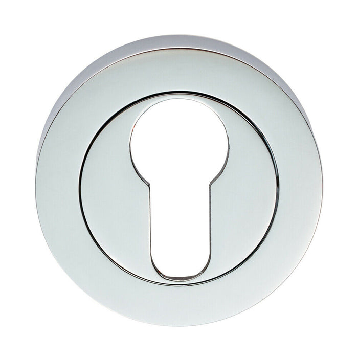 50mm Euro Profile Round Escutcheon 10mm Depth Concealed Fix Polished Chrome Loops