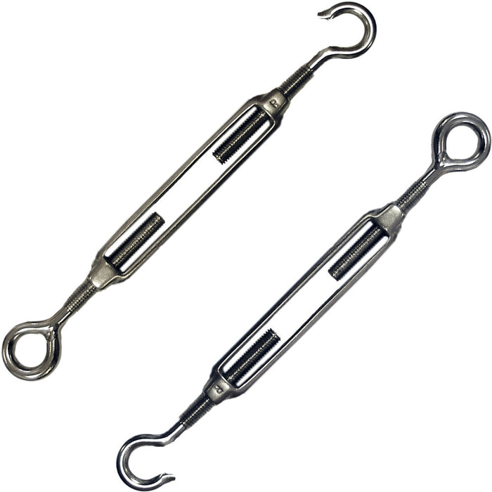 2x 12mm Hook & Eye Straining Screw Turnbuckle Galvanised Steel Wire Rope Tension Loops