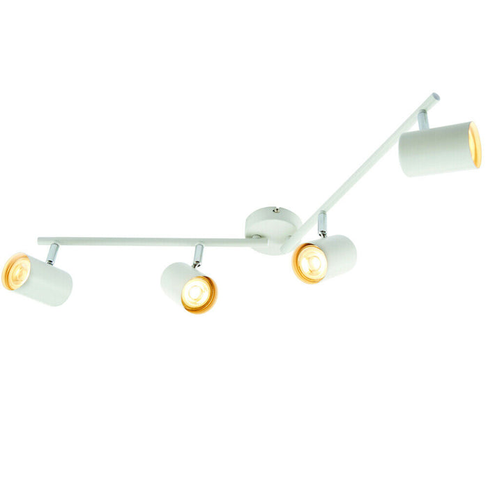 4 Way Adjustable Ceiling Spotlight Matt White Quad GU10 Kitchen Bar Downlight Loops