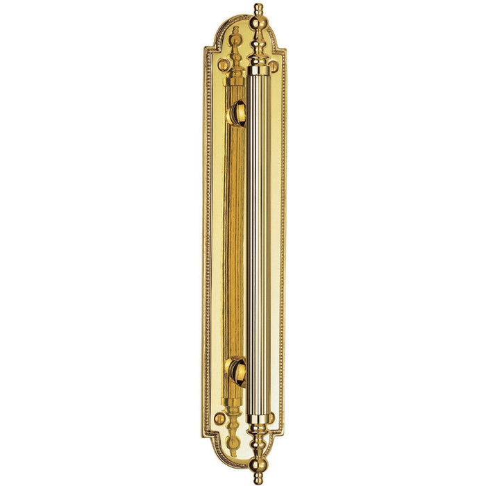 Ornate Textured Door Pull Handle 229 x 29mm Fixing Centres Polished Brass Loops