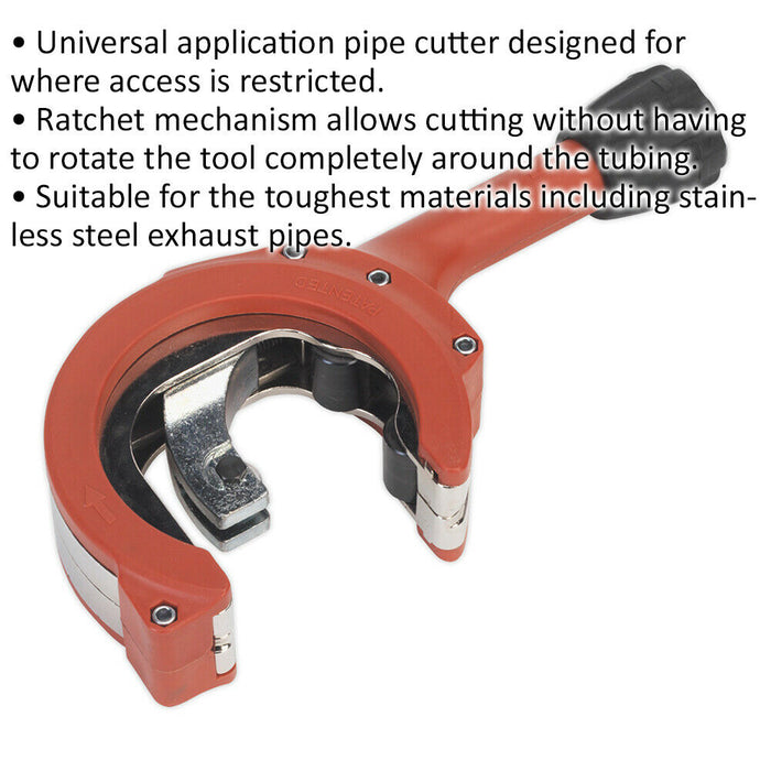 Ratcheting Exhaust Pipe Cutter - 67mm Cutting Capacity - 3mm Max Pipe Thickness Loops